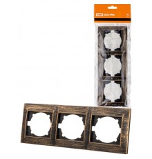 Рамка 3-х постовая горизонтальная старинная бронза "Лама"  SQ1815-0777  TDM