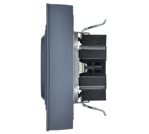 BRITE Розетка 2-местная с заземлением без защитных шторок плоская 16А в сборе РСПл12-3-БрМ маренго   BR-R27-16-K35-F  IEK