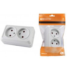 Розетка двойная 2П открытой установки с з/ш IP20 10А, белый "Ладога"   SQ1801-0061  TDM