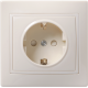 КВАРТА Кремовый Розетка 1-местная с заземлением со шторками керамическая 16А РСш10-3-Км  ERK14-K33-16-K  GENERICA