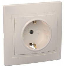 КВАРТА Кремовый Розетка 1-местная с заземлением со шторками керамическая 16А РСш10-3-Км  ERK14-K33-16-K  GENERICA