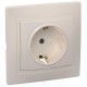 КВАРТА Кремовый Розетка 1-местная с заземлением со шторками керамическая 16А РСш10-3-Км  ERK14-K33-16-K  GENERICA
