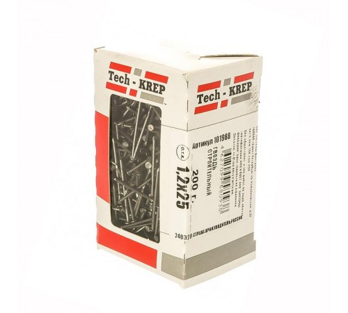 Гвоздь строительный 1,2х25 (200 г) - коробка с окном  101988  Tech-KREP