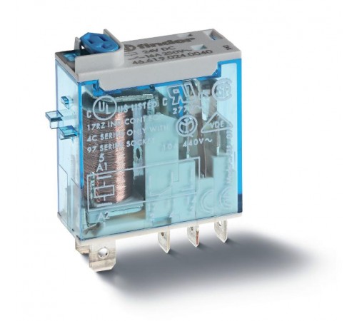 Миниатюрное промышленное электромеханическое реле; монтаж в розетку или наконечники Faston (4.8х0.5мм); 1СO 16A  466180240040  Finder