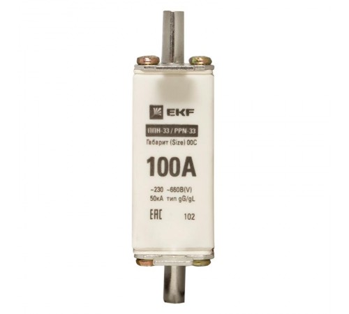Плавкая вставка ППН-33 100/100А габарит 00С  fus-33/100  EKF