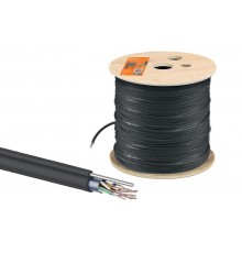 Кабель витая пара F/UTP Cat 5e 4х2х24AWG (305м) solid, PE для наружн. прокл., чёрный, трос 1,2мм  SQ0107-0108  TDM