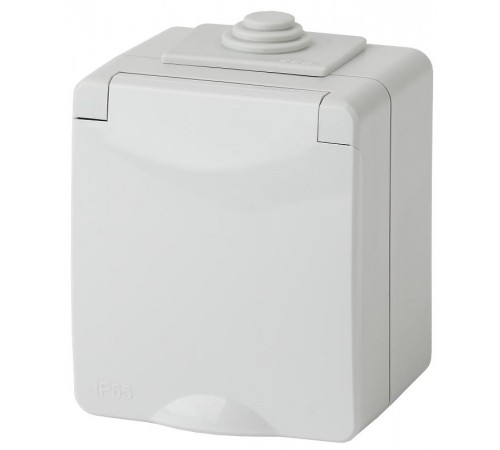 Розетка с заземлением IP65, шторки, 16A-250В, ОУ, 11-2602-03 Серый  Б0035990  ЭРА