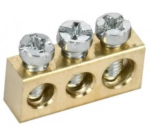 TEKFOR Шина нулевая сечение 6х9 3 отв. латунь  TF-KP00D-SN-03  IEK