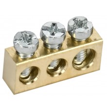 TEKFOR Шина нулевая сечение 6х9 3 отв. латунь  TF-KP00D-SN-03  IEK