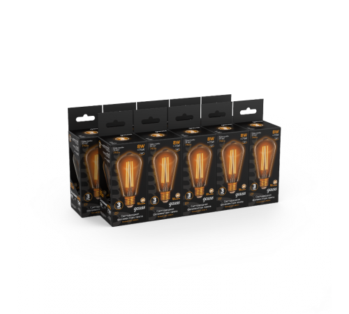 Лампа светодиодная Black LED Filament ST64 E27 8W Golden 740lm 2400К  157802008  Gauss