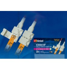 Коннектор для LED ленты 5050 с блоком питания, 2 контакта, IP20, белый, 20 шт в упак  06609  Uniel