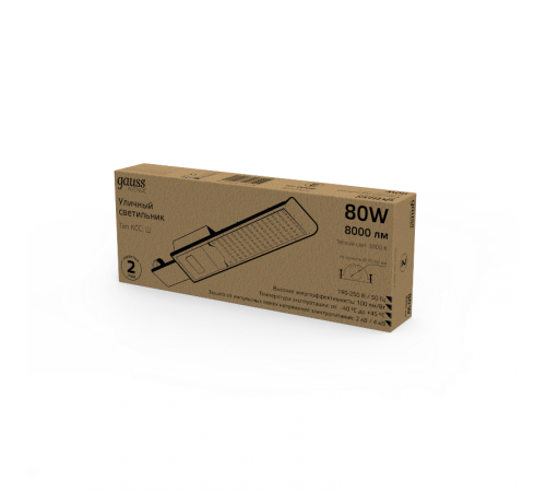 Светильник светодиодный консольный Avenue 80W 8000lm 3000K 190-250V IP65 420*160*57мм черный КСС "Ш" LED 1/10  629534180  Gauss