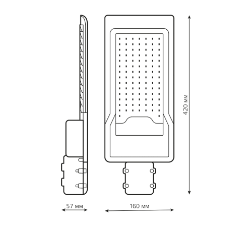 Светильник светодиодный консольный Avenue 80W 8000lm 3000K 190-250V IP65 420*160*57мм черный КСС "Ш" LED 1/10  629534180  Gauss
