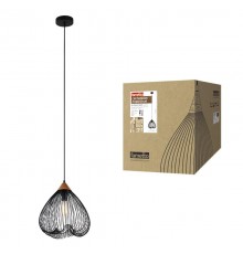 Светильник декор. подвесной, серия "Vintage" DLC-V203 E27 BLACK металл, дерево; цвет черный. d-330мм, h-1140мм.  UL-00000974  Fametto