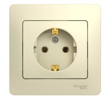Glossa Бежевый Розетка с заземлением (в сборе с рамкой)  GSL000242  SE