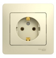 Glossa Бежевый Розетка с заземлением (в сборе с рамкой)  GSL000242  SE