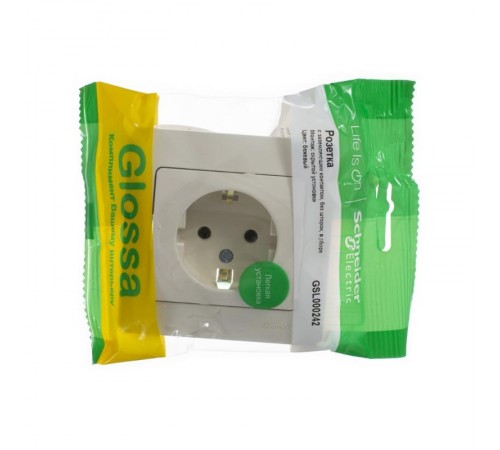 Glossa Бежевый Розетка с заземлением (в сборе с рамкой)  GSL000242  SE