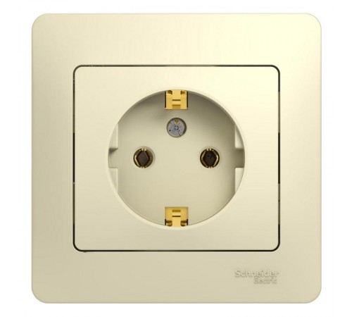 Glossa Бежевый Розетка с заземлением (в сборе с рамкой)  GSL000242  SE
