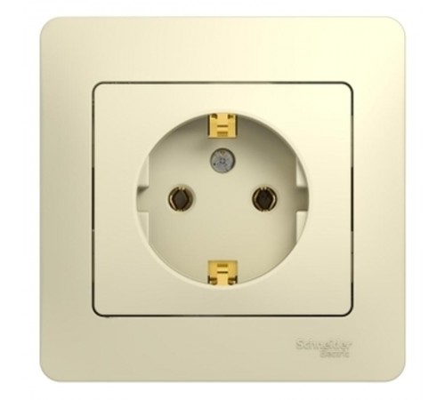 Glossa Бежевый Розетка с заземлением (в сборе с рамкой)  GSL000242  SE