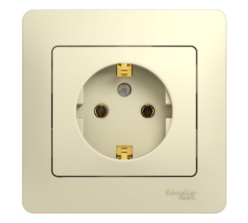 Glossa Бежевый Розетка с заземлением (в сборе с рамкой)  GSL000242  SE