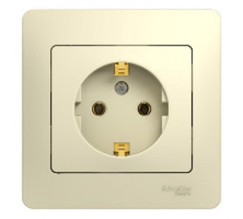 Glossa Бежевый Розетка с заземлением (в сборе с рамкой)  GSL000242  SE