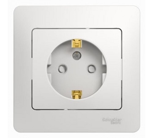 Glossa Белый Розетка с заземлением со шторками (в сборе с рамкой)  GSL000144  SE