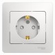 Glossa Белый Розетка с заземлением со шторками (в сборе с рамкой)  GSL000144  SE