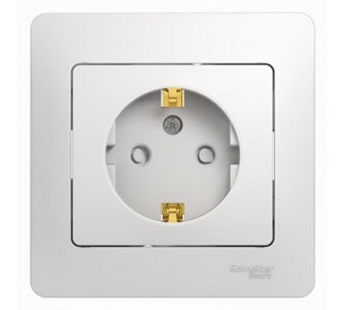 Glossa Белый Розетка с заземлением со шторками (в сборе с рамкой)  GSL000144  SE