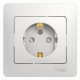 Glossa Белый Розетка с заземлением со шторками (в сборе с рамкой)  GSL000144  SE