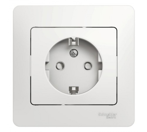 Glossa Белый Розетка с заземлением со шторками (в сборе с рамкой)  GSL000144  SE