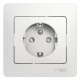 Glossa Белый Розетка с заземлением со шторками (в сборе с рамкой)  GSL000144  SE