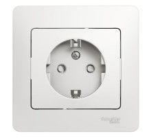 Glossa Белый Розетка с заземлением со шторками (в сборе с рамкой)  GSL000144  SE