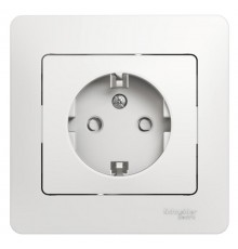 Glossa Белый Розетка с заземлением со шторками (в сборе с рамкой)  GSL000144  SE