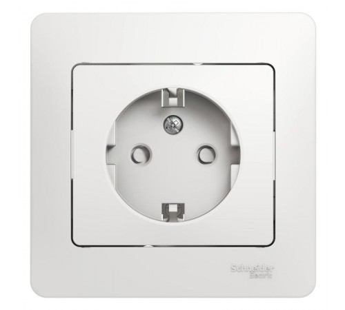 Glossa Белый Розетка с заземлением со шторками (в сборе с рамкой)  GSL000144  SE