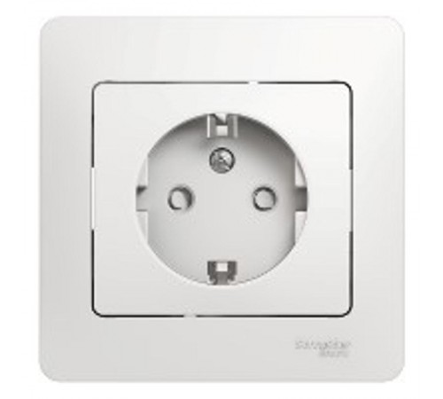 Glossa Белый Розетка с заземлением со шторками (в сборе с рамкой)  GSL000144  SE