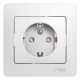 Glossa Белый Розетка с заземлением со шторками (в сборе с рамкой)  GSL000144  SE