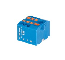 Блок распределительный, зажим push-in, 1 ввод 6 кв.мм, 6 точек подключения 2,5 кв.мм, синий  DTP1-106-104SPUB  DKC