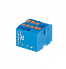 Блок распределительный, зажим push-in, 1 ввод 6 кв.мм, 6 точек подключения 2,5 кв.мм, синий  DTP1-106-104SPUB  DKC