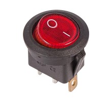 Выключатель клавишный круглый 250V 6А (3с) ON-OFF красный с подсветкой  36-2570  REXANT