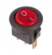 Выключатель клавишный круглый 250V 6А (3с) ON-OFF красный с подсветкой  36-2570  REXANT