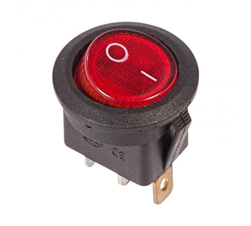 Выключатель клавишный круглый 250V 6А (3с) ON-OFF красный с подсветкой  36-2570  REXANT