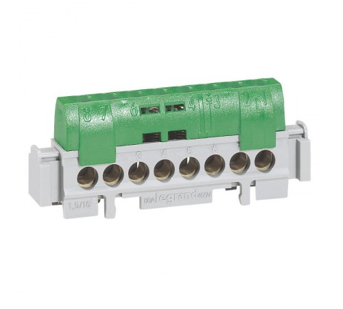 Клеммная колодка IP 2X - фаза - чёрная - 8 x 1,5-16 мм - длина 75 мм  004852  Legrand