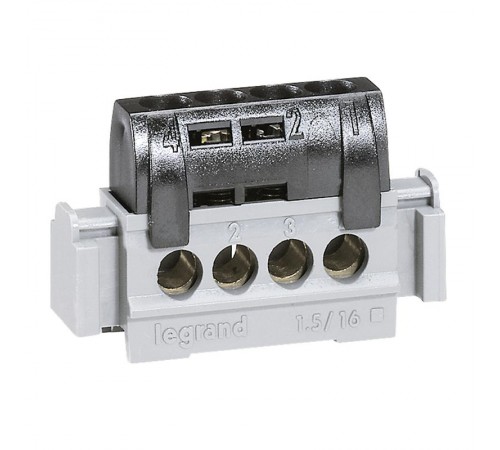 Клеммная колодка IP 2X - фаза - чёрная - 8 x 1,5-16 мм - длина 75 мм  004852  Legrand