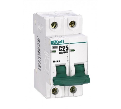 Выключатель автоматический двухполюсный ВА-103 10А C 6кА  12072DEK  DEKraft
