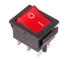 Выключатель клавишный 250V 15А (6с) ON-ON красный с подсветкой  36-2350  REXANT