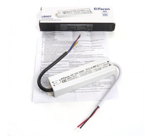 Трансформатор электронный для светодиодной ленты 30W 12V IP67 (драйвер), LB007 FERON  48053  FERON