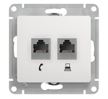 Glossa Белый Розетка 2-я RJ11+RJ45, кат.5E  GSL000185  SE
