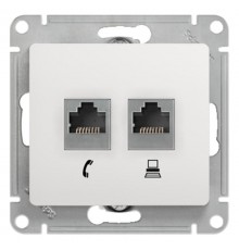 Glossa Белый Розетка 2-я RJ11+RJ45, кат.5E  GSL000185  SE