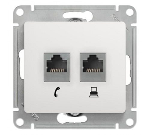 Glossa Белый Розетка 2-я RJ11+RJ45, кат.5E  GSL000185  SE