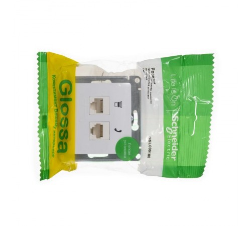 Glossa Белый Розетка 2-я RJ11+RJ45, кат.5E  GSL000185  SE